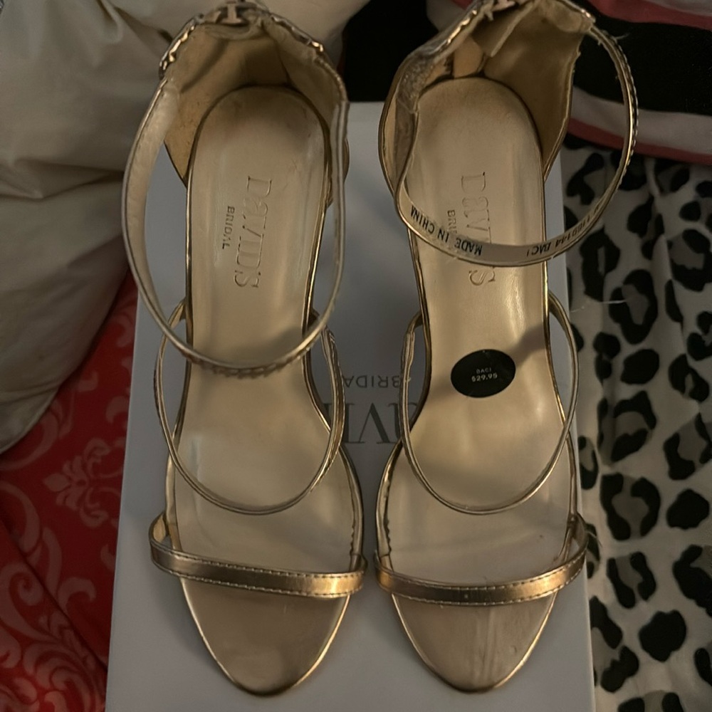 David’s Bridal Baci Rose Gold Heels